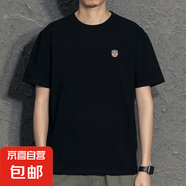 國潮mini醒獅夏季新款男士T恤潮牌潮流體恤簡約休閑圓領短袖T恤 570-黑色   2XL