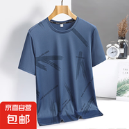 冰絲運(yùn)動(dòng)短袖T恤男女夏季休閑寬松圓領(lǐng)薄款速干親膚透氣彈力體恤 霧藍(lán) 【男女同款】 L