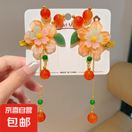 漢服頭飾女兒童流蘇古風(fēng)發(fā)飾超仙中國風(fēng)花朵珍珠發(fā)夾公主女 柿柿如意-1對