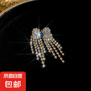 銀針鑲鉆圓形流蘇耳環(huán)輕奢高級感精致耳釘小眾歐美夸張氣質(zhì)耳飾女 銀針-金色