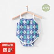 【清倉】寶寶春夏季衣服男寶女寶春夏連體衣上衣褲子斷碼清倉 菱形格（吊帶包屁衣） 66cm 推薦身高59-65cm