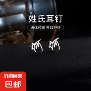 百家姓耳釘S925銀小眾設計感姓氏耳環(huán)男女學生時尚潮2025年新款潮 H【何】 925銀