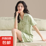 睡衣女夏季純棉薄款短袖短褲家居服夏天夏款開衫超柔軟可外穿套裝 CKE-W6613A 無胸墊 L