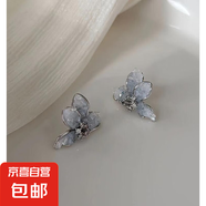 銀針鋯石水晶貝殼耳釘精致簡(jiǎn)約時(shí)尚耳環(huán)女個(gè)性設(shè)計(jì)耳飾小眾高級(jí)感 16#銀針-銀色-藍(lán)色