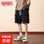 NASA BASE夏季薄款美式潮牌五分褲加肥大碼胖子純棉寬松工裝短褲 JYF-K303黑色 4XL