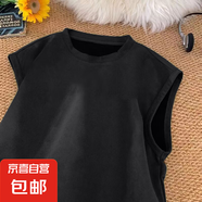 夏季新款大碼寬松麂皮絨背心男運(yùn)動(dòng)健身百搭青少年無(wú)袖坎肩打底衫 K15-黑色 3XL 適合175-200斤