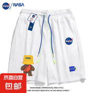 NASA BASE夏季美式短褲男士潮牌青少年休閑運(yùn)動(dòng)寬松情侶五分褲子 219#毛衣背包熊-白色 4XL