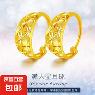 沙金滿天星雕花耳環(huán)女黃銅鍍金流星火雨圓形耳扣簡約大氣耳墜 沙金滿天星雕花耳環(huán)一對