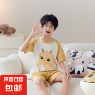 [棉質(zhì)]2025新款兒童睡衣夏季短袖短褲薄款套裝男童男孩大童青少年 33118# M 【童14碼】