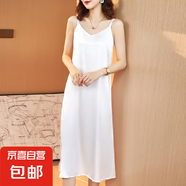 緞面連衣裙子女裝夏裝2025新款夏季設計感小眾背心吊帶長裙 白色 白色 2XL 建議125-135斤