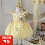 【女童禮服】連衣裙2025夏款新款蝴蝶結(jié)洋氣生日禮服六一 黃色 120 120cm