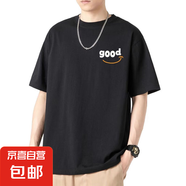 短袖t恤男2025夏季潮流寬松學生半袖衣服男裝百搭港風打底 good黑色 M
