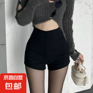 黑色西裝短褲女春夏2025新款美式高腰顯瘦外穿打底彈力休閑熱褲女 黑色-隱藏拉鏈款【原版西裝料】 XL 【120-140斤】