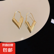 銀針中古圓形花朵流蘇耳環(huán)歐美復(fù)古金屬感耳釘氣質(zhì)輕奢耳飾批發(fā)女 65#耳扣-金色V形