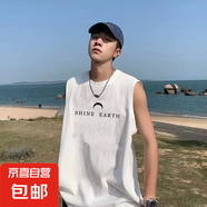 美式復(fù)古坎肩背心男夏季寬松運(yùn)動(dòng)休閑無(wú)袖體恤衫潮流學(xué)生上衣服DM 簡(jiǎn)艾男士圓領(lǐng)背心KJ327白色 2XL