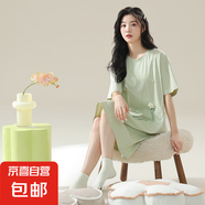 睡裙女夏季純棉女士短袖睡衣女款夏天2025新款連衣裙寬松孕婦可穿 Z627 3XL