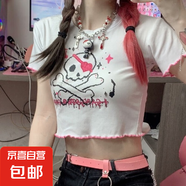 短款上衣女2025夏季辣妹ins原宿風卡通印花圓領短袖T恤潮 白色 M