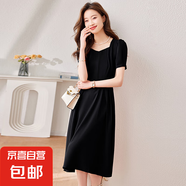 連衣裙女2025夏季新款氣質(zhì)優(yōu)雅減齡顯瘦法式赫本風(fēng)小黑裙6835 黑色 S 【100斤以下】