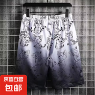美式復(fù)古涂鴉印花短褲男士夏季潮流寬松百搭直筒休閑五分褲子男DM 佰億K29X小貓短褲 L