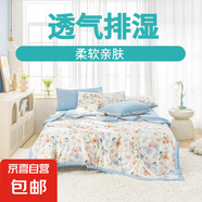 夏涼被純棉可機洗空調(diào)被四件套里外全棉夏被夏季單人兒童薄被子 暖陽家-夢娜 2.0m床單款夏被四件套