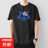 短袖印花T恤男夏季青少年時尚百搭寬松圓領(lǐng)透氣體恤  JS 寬松短袖 X329黑色 4XL