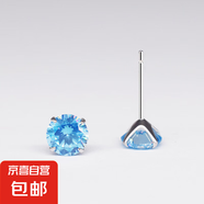925純銀四爪鋯石耳釘女極簡約ins水晶生辰石養(yǎng)耳洞耳環(huán)跨境耳飾品 海藍鋯【三月】 925耳釘8mm配膠堵