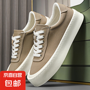 帆布鞋男款2025新款夏季透氣百搭休閑滑板鞋學(xué)生運(yùn)動(dòng)軟底黑色布鞋 KK10卡其 40