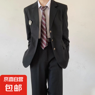 高級(jí)感dk日系制服西裝外套男士春秋季中長款休閑西服女學(xué)生DK校服 W11-黑色外套 4XL