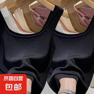 莫代爾短款吊帶背心女夏季內(nèi)搭外穿工字遮副乳無(wú)袖方領(lǐng)上衣打底衫 F58-黑色+黑色 2XL 建議120-130斤