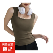 白色棉小背心西裝內(nèi)搭打底無袖吊帶女士春夏秋外穿辣妹大碼上衣女 軍綠 L （適合體重115-130斤）