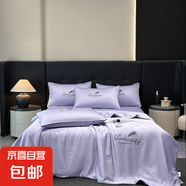 2025新款水洗真絲刺繡夏被四件套單人150x200夏被200x230空調(diào)被子 牛牛家-夢(mèng)羽-星黛紫[貼身垂感] 180x220cm夏被四件套