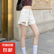 【Lee】同款時尚休閑牛仔短褲不規(guī)則A字版新款夏季清涼舒適百搭 白色 2XL