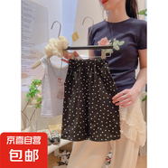 2025新款波點(diǎn)褲夏季女童休閑百搭九分闊腿寬松顯瘦直筒休閑褲e26 黑色 90 cm