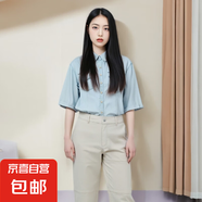 天絲牛仔襯衫女短袖寬松顯瘦休閑開衫薄外套中長款上衣夏季#25009 深藍 L （建議80-105斤）
