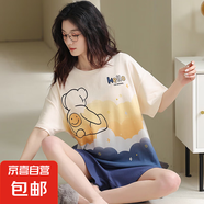 新款純棉睡衣女士夏季短袖薄款短褲春秋款夏天家居服女套裝 Z58158女款 2XL