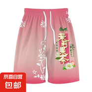 趣味飲料短褲夏季休閑運(yùn)動寬松透氣速干沙灘褲男士休閑五分褲DM 佐文森W26茉莉果茶 M