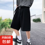 商務(wù)休閑潮流痞帥情侶西裝短褲男小眾設計高級感百搭青少年短褲子 黑色 XL 【建議120斤-140斤】