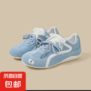 德訓(xùn)鞋女2025新款春季百搭運動休閑鞋復(fù)古賽車鞋軟底阿甘鞋子 天藍色 37