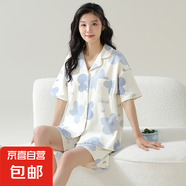 睡衣女夏季純棉薄款短袖短褲家居服夏天夏款開衫超柔軟可外穿套裝 CKE-W6607A 無胸墊 XL
