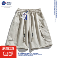 NASA BASE短褲男夏季寬松大碼五分褲美式潮流胖子運(yùn)動(dòng)百搭休閑褲 YL1502-卡其 6XL