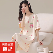 2025新款睡裙女士夏季短袖棉質(zhì)夏天薄款休閑條紋連衣裙睡衣家居服 A11671 XL