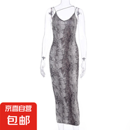 歐美2025夏季女裝吊帶無袖V領(lǐng)連衣裙時(shí)尚性感中長裙 蛇紋 2XL
