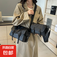2025年新款小眾郵差包小號(hào)斜挎單肩包潮牌休閑百搭男女時(shí)尚韓版 黑色大號(hào)