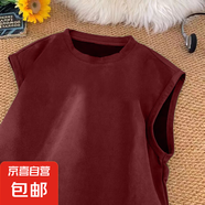 夏季新款大碼寬松麂皮絨背心男運(yùn)動(dòng)健身百搭青少年無(wú)袖坎肩打底衫 K15-酒紅色 XL 適合135-155斤