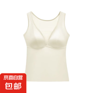 緞面網(wǎng)紗拼接吊帶背心帶胸墊一體式無(wú)痕夏季薄款修身顯瘦大碼內(nèi)衣 香檳-1件裝 3XL (建議150-170斤)
