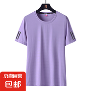 男女同款冰絲短袖T恤夏季薄款2025新款純色圓領(lǐng)夏天寬松速干上衣 女款 淺紫色QY7802 3XL