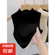 白色針織吊帶無袖背心女春夏裝半高領(lǐng)坎肩短款內(nèi)搭打底外穿上衣潮 黑色 XL 【建議120-135斤】