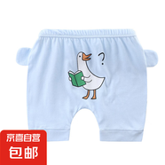 嬰兒夏季大PP褲棉男女寶寶寬松小童哈倫五分褲小孩外穿褲子潮e99 O-pp褲藍(lán)色疑問鴨 90 碼
