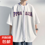 2025新款日常美式復(fù)古棒球領(lǐng)短袖襯衫男春季潮牌襯衣寬松外套上衣 ZWS-L55【白色】 L