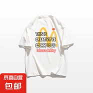220克純棉短袖t恤夏季美式趣味印花體恤男街頭嘻哈百搭上衣B701YL 白色 XL